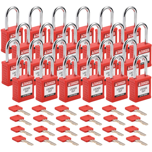 Cadenas de verrouillage Velocity, Rouge, Cl&eacute;s identiques, Nylon, Largeur de 1-1/2" Distribution Élite MP