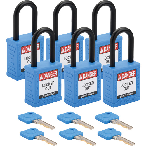 Velocity Lockout Padlocks, Blue, Keyed Different, Nylon, 1-1/2" Width Distribution Élite MP