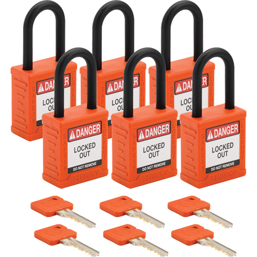 Cadenas de verrouillage Velocity, Orange, Cl&eacute;s diff&eacute;rentes, Nylon, Largeur de 1-1/2" Distribution Élite MP