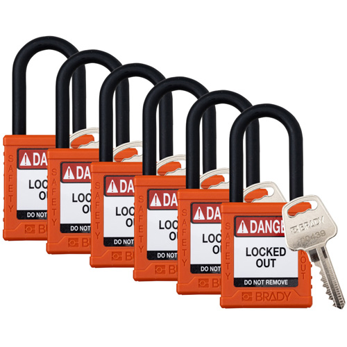 Velocity Lockout Padlocks, Orange, Keyed Alike, Nylon, 1-1/2" Width Distribution Élite MP