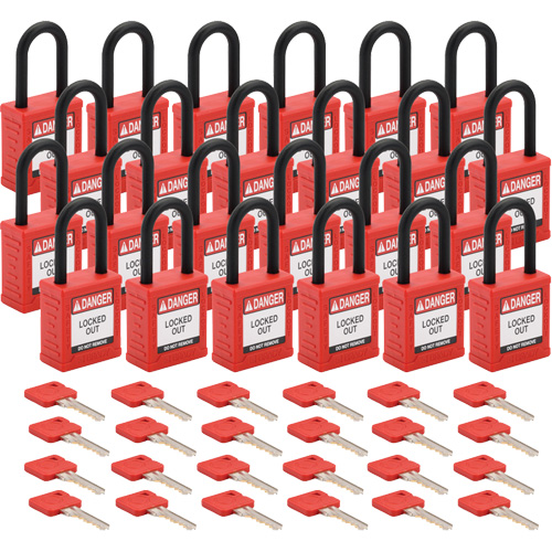 Velocity Lockout Padlocks, Red, Keyed Different, Nylon, 1-1/2" Width Distribution Élite MP