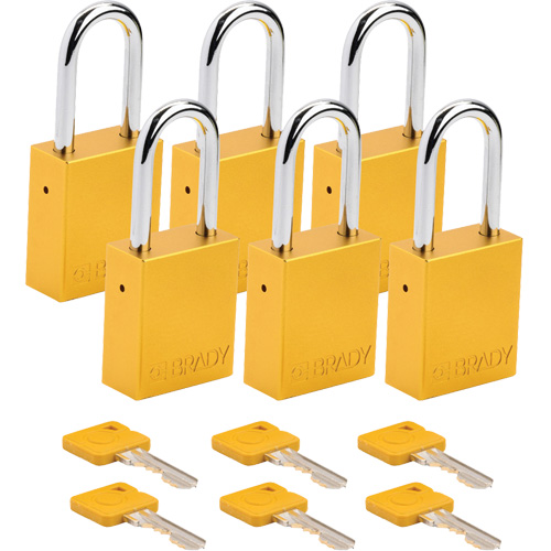 Cadenas de verrouillage Velocity, Jaune, Cl&eacute;s identiques, Aluminium, Largeur de 1-1/2" Distribution Élite MP