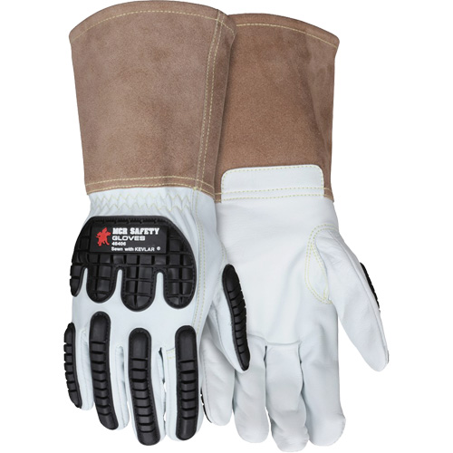 Leather Welding Work Gloves, Medium, Goatskin Palm, Gauntlet Cuff Distribution Élite MP