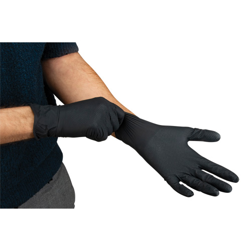 Heavyweight Tactile Grip Examination Gloves, 2X-Large, Nitrile, 8-mil, Powder-Free, Black, Class 2 Distribution Élite MP