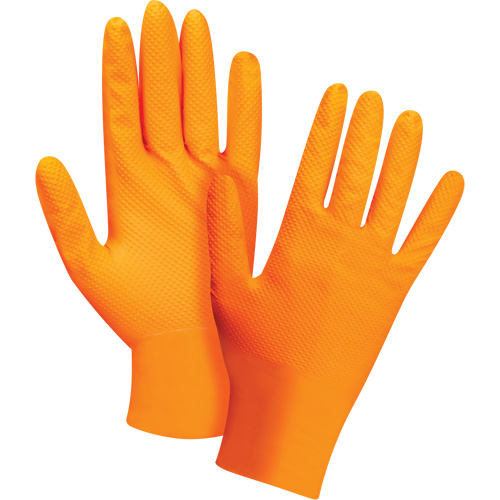 Gants d'examen de poids lourd &agrave; prise tactile, Moyen, Nitrile, 8 mils, Sans poudre, Orange, Classe 2 Distribution Élite MP