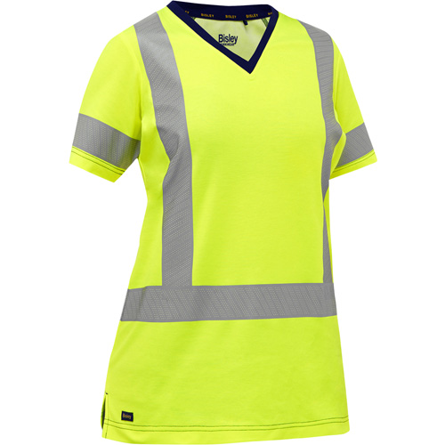 Bisley&reg; Women's X-Back Short Sleeve Shirt, Poly-Cotton, Small, High Visibility Lime-Yellow Distribution Élite MP