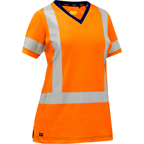 Chemise &agrave; manches courtes et X au dos Bisley pour femmes, Poly-coton, Petit, Orange haute visibilit&eacute; Distribution Élite MP