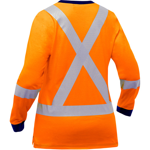 Chemise &agrave; manches longues et X au dos Bisley pour femmes, Poly-coton, Petit, Orange haute visibilit&eacute; Distribution Élite MP