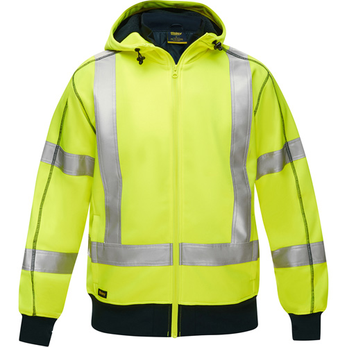 Bisley&reg; X-Back Full Zip Hooded Sweatshirt with Sherpa Lining, X-Large, High Visibility Lime-Yellow Distribution Élite MP