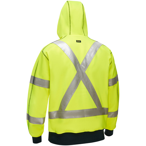 Bisley&reg; X-Back Full Zip Hooded Sweatshirt with Sherpa Lining, X-Large, High Visibility Lime-Yellow Distribution Élite MP