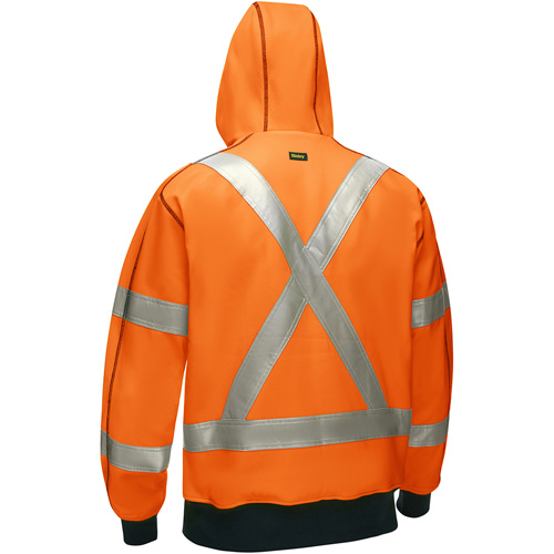 Coton ouat&eacute; doubl&eacute; de sherpa avec capuchon &agrave; fermeture &eacute;clair compl&egrave;te et X au dos Bisley, Petit, Orange haute visibilit&eacute; Distribution Élite MP