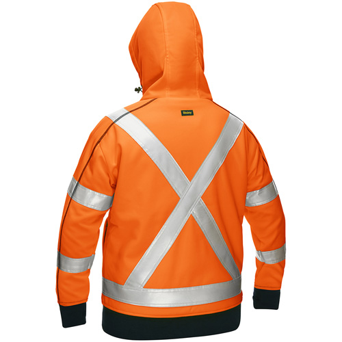 Coton ouat&eacute; doubl&eacute; de sherpa avec capuchon &agrave; fermeture &eacute;clair compl&egrave;te et X au dos Bisley pour femmes, T-Grand, Orange haute visibilit&eacute; Distribution Élite MP