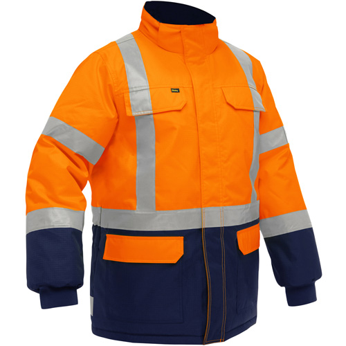 Bisley&reg; X-Back Extreme Cold Jacket with Navy Bottom, Polyester, High Visibility Orange, 2X-Large Distribution Élite MP