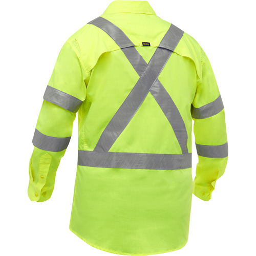Chemise de travail &agrave; manches longues et X au dos Bisley avec X-Airflow, Poly-coton, Petit, Jaune lime haute visibilit&eacute; Distribution Élite MP