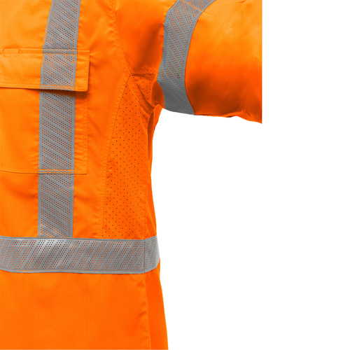 Chemise de travail &agrave; manches longues et X au dos Bisley avec X-Airflow, Poly-coton, Petit, Orange haute visibilit&eacute; Distribution Élite MP