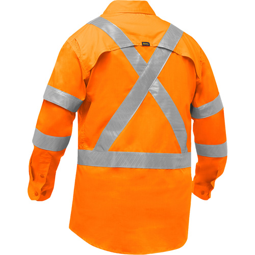 Chemise de travail &agrave; manches longues et X au dos Bisley avec X-Airflow pour femmes, Poly-coton, Petit, Orange haute visibilit&eacute; Distribution Élite MP