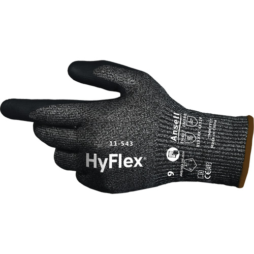 HyFlex&reg; 11-543 Cut Resistant Gloves, Size 6, 13 Gauge, Nitrile Coated, Nylon/Stainless Steel/HPPE/Spandex Shell, ASTM ANSI Level A7/EN 388 Level F Distribution Élite MP