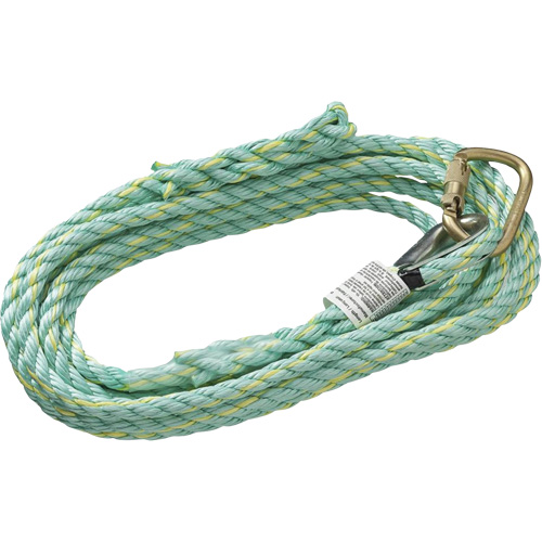 VL-1115-25 Vertical Lifeline Rope with Anchor End Carabiner & Trailing End Back Splice, Copolymer Distribution Élite MP