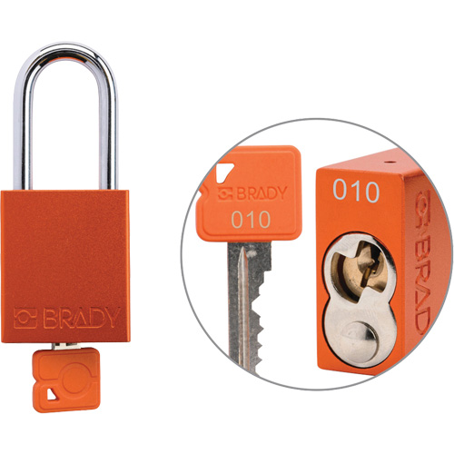 Cadenas de verrouillage de s&eacute;curit&eacute; Velocity Plus, Orange, Cl&eacute;s identiques, Aluminium, Largeur de 1-1/2" Distribution Élite MP