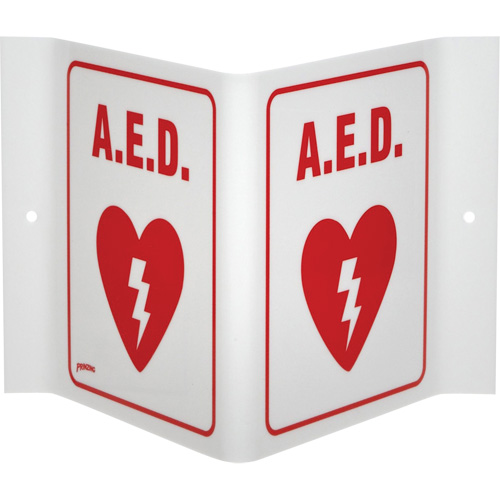 "A.E.D." V-Style Sign, 6" x 9", Acrylic, English with Pictogram Distribution Élite MP