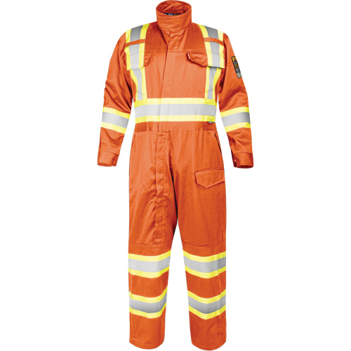 Combinaison ignifug&eacute;e avec bandes haute visibilit&eacute;, Taille Petit, Orange Distribution Élite MP