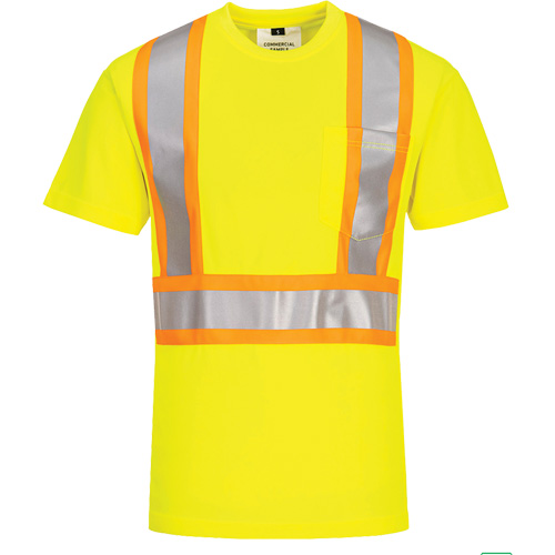 T-shirt de s&eacute;curit&eacute; &agrave; bandes contrastantes, Polyester, Petit, Jaune lime haute visibilit&eacute; Distribution Élite MP
