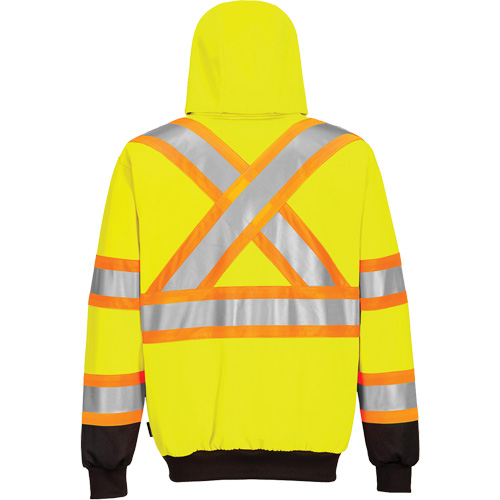 Contrast-Striped Safety Hoodie, Small, Black/High Visibility Lime-Yellow Distribution Élite MP