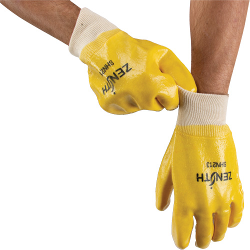 Rough-Finish Chemical-Resistant Gloves, Size 9, 10" L, PVC, Interlock Inner Lining, 47-mil Distribution Élite MP