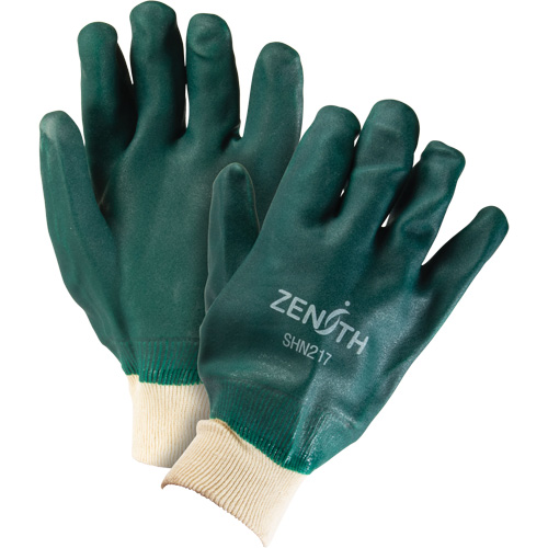 Double Dipped Green Gloves, 10" L, PVC, Cotton Jersey Inner Lining, 70-mil Distribution Élite MP