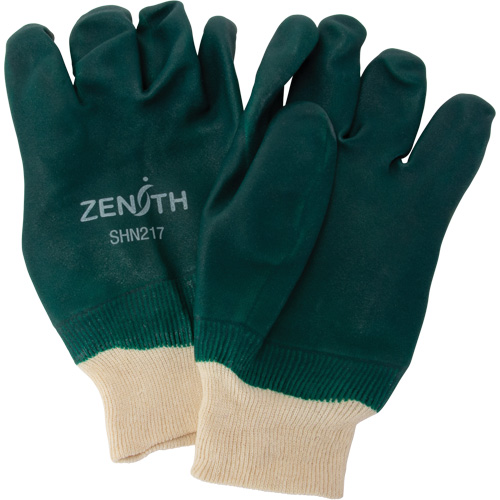Double Dipped Green Gloves, 10" L, PVC, Cotton Jersey Inner Lining, 70-mil Distribution Élite MP
