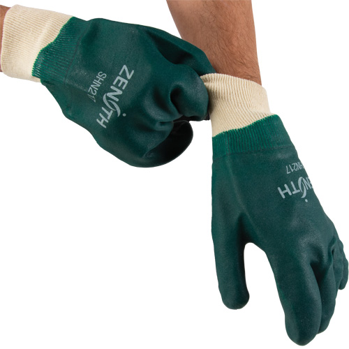Double Dipped Green Gloves, 10" L, PVC, Cotton Jersey Inner Lining, 70-mil Distribution Élite MP