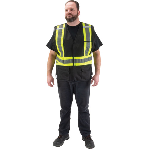 Veste d'arpenteur conforme aux normes de la CSA, Noir, Moyen, Polyester Distribution Élite MP