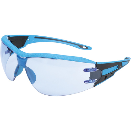 Lunettes de s&eacute;curit&eacute; sans monture Captain d&eacute;tectables par d&eacute;tecteur de m&eacute;taux, Lentille Bleu p&acirc;le, Antibu&eacute;e/Anti-&eacute;gratignures, ANSI Z87+/R&eacute;pond ou surpasse la norme CSA Z94.3 Distribution Élite MP