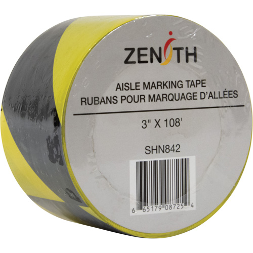 Ruban pour marquage d'all&eacute;es, 3" x 108', PVC, Noir et jaune Distribution Élite MP