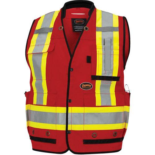 6678 Veste d'arpenteur antimicrobienne haute visibilit&eacute; avec dos en maille, Rouge, Petit, Polyester Distribution Élite MP