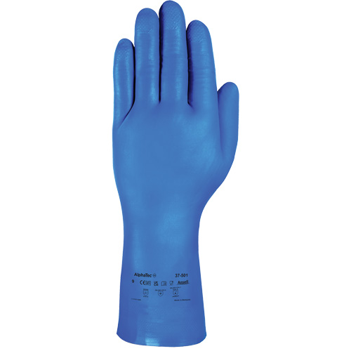 Gants r&eacute;sistants aux produits chimiques bleus pour usage moyen AlphaTec 37-501, Taille 7, 13" lo, Nitrile, 16,5-mil Distribution Élite MP