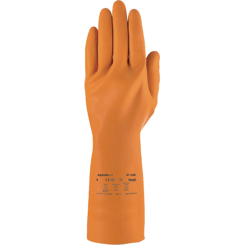 Gants robustes r&eacute;sistants aux produits chimiques AlphaTec 87-208, Taille 7, 12,8" lo, Latex de caoutchouc, Doublure en Coton/Ouat&eacute;e, 29,5 mils Distribution Élite MP