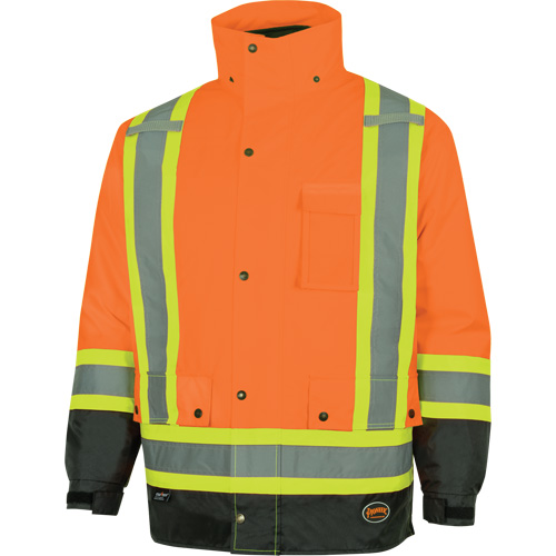 Parka de s&eacute;curit&eacute; d'hiver imperm&eacute;able 7-en-1 5056 Pioneer Yukon, Polyester, Noir/Orange haute visibilit&eacute;, T-petit Distribution Élite MP