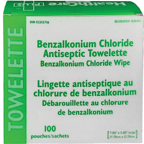 BZK Benzalkonium Chloride Towelette, Towelette, Antiseptic Distribution Élite MP