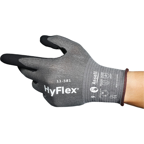 HyFlex&reg; 11-581 Ultra-Lightweight Industrial Gloves, Size 6, 21 Gauge, Nitrile Coated, Nylon/HPPE/Tungsten/Spandex Shell, ASTM ANSI Level A6 Distribution Élite MP