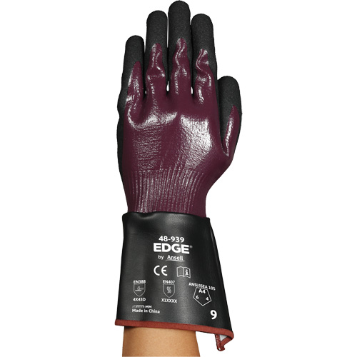 EDGE&reg; 48-939 Gauntlet Gloves, Size 6, 13 Gauge, Nitrile Coated, Polyester/HPPE/Spandex Shell, ASTM ANSI Level A4 Distribution Élite MP
