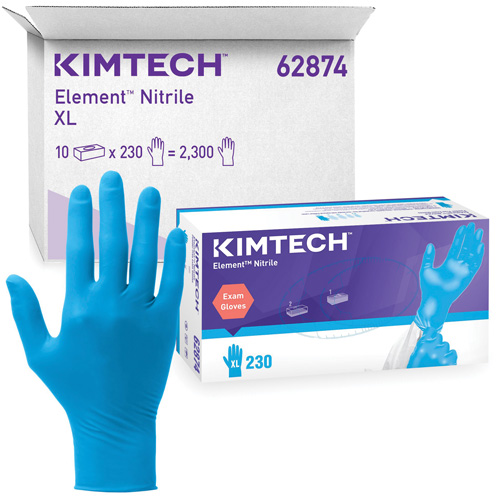 Gants d'examen Kimtech Element, T-petit, Nitrile, 3,2 mils, Sans poudre, Bleu, Classe 2 Distribution Élite MP
