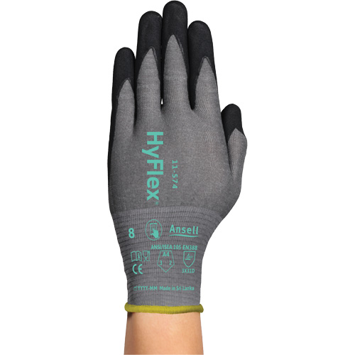 HyFlex&reg; 11-574 Cut-Resistant Gloves, Size 5/2X-Small, 21 Gauge, Foam Nitrile Coated, Intercept Shell, ASTM ANSI Level A4/EN 388 Level D Distribution Élite MP