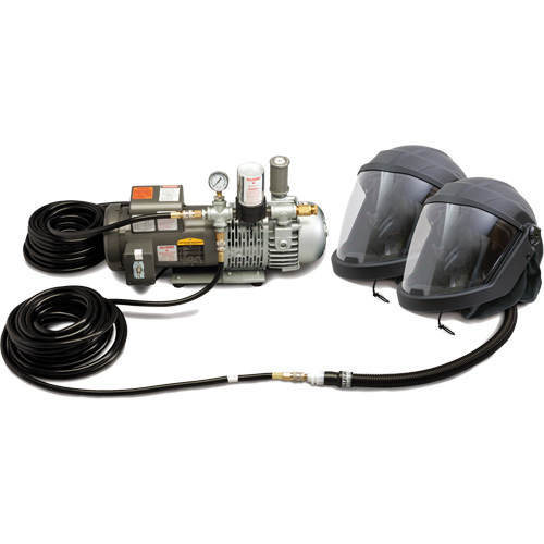 Syst&egrave;me de casque et de protection respiratoire &agrave; adduction d'air DEFENDER pour 2 travailleur Distribution Élite MP