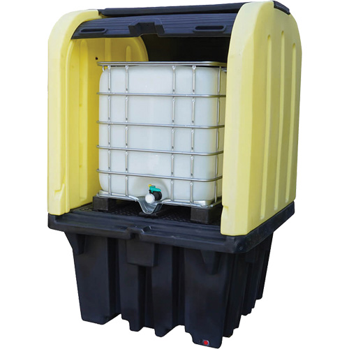 Yellow Roll Top Hardcover Spill Pallet, 65" L x 65" W x 101" H, 5000 lbs. Load Capacity Distribution Élite MP