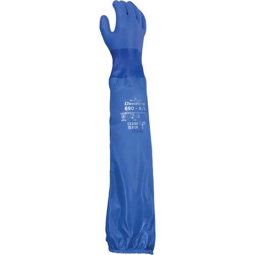 690 Chemical-Resistant Gloves, Size Medium/8, 26" L, Cotton/PVC Distribution Élite MP
