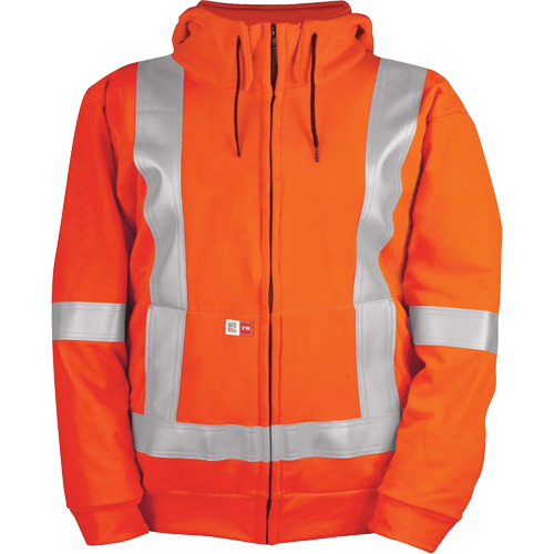 High-Visibility Wind Resistant Zip-Front Sweatshirt with DetachableHood, Men's, X-Large, High Visibility Orange, 27.7 cal/cm² Distribution Élite MP