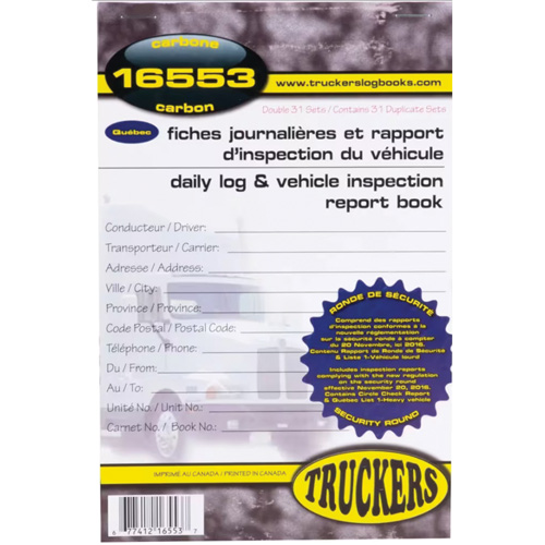 Bilingual Daily Log & Vehicle Inspection Report Book Distribution Élite MP
