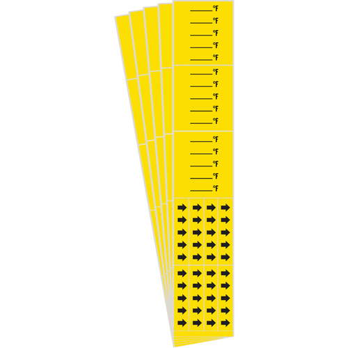Marqueurs de tuyau avec espace vierge suivi du symbole °F , Autocollant, 2-1/4" h x 14" la, Noir sur jaune Distribution Élite MP