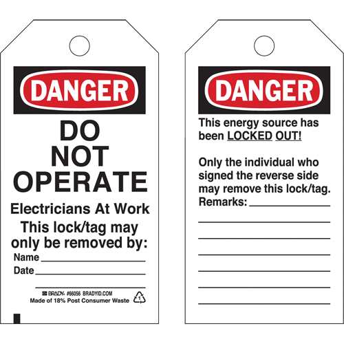 Lockout Tags, Plastic, 3" W x 5-3/4" H, English Distribution Élite MP